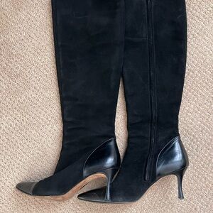Manolo Blahnik Elegant Black Knee-High Women's Boots